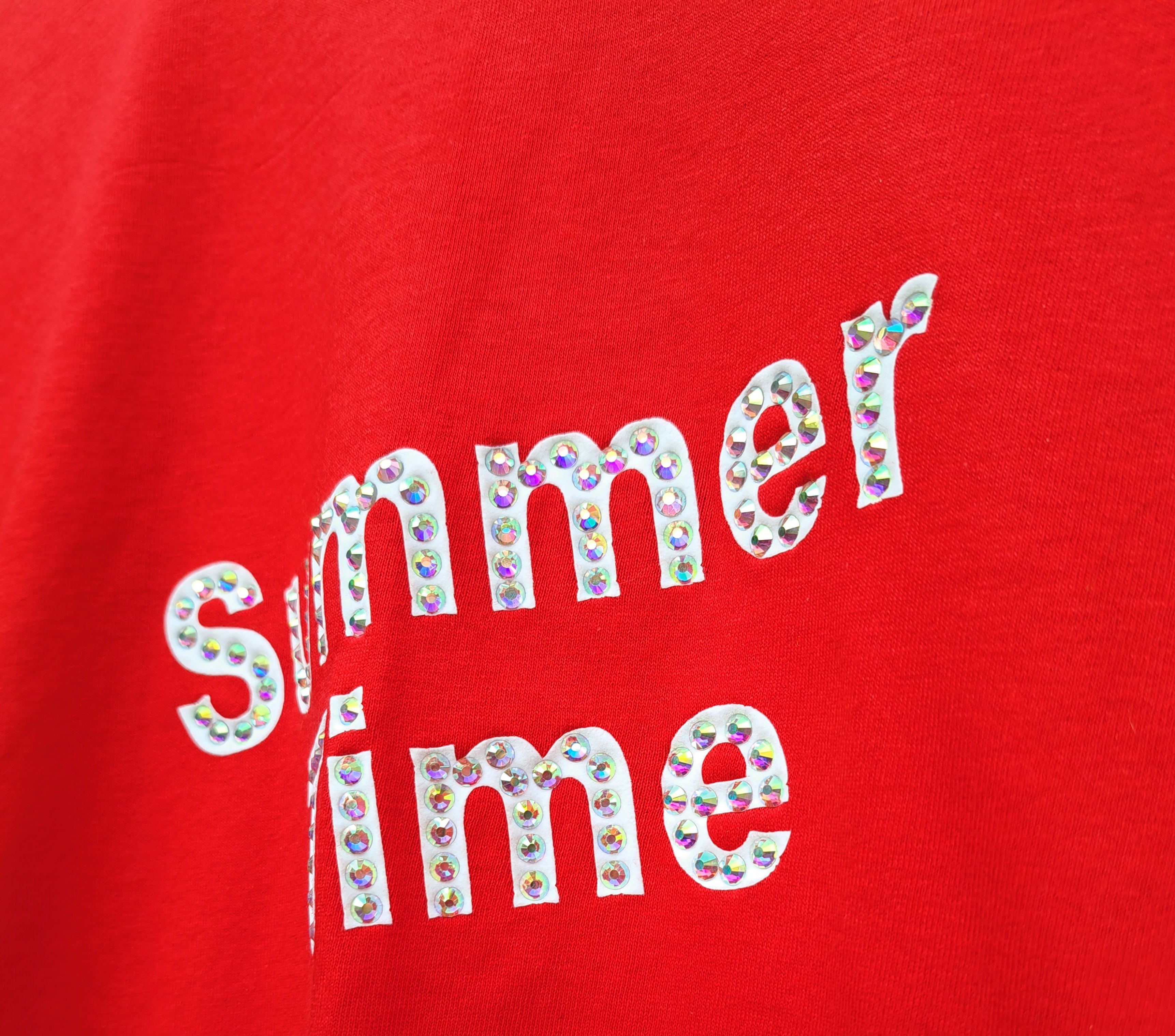 Glitzer T Shirt Strass Rot