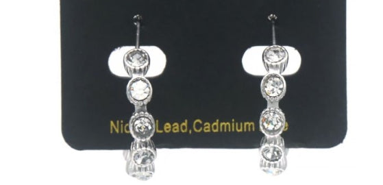 Silber-Creolen Edelstahl mit Crystals