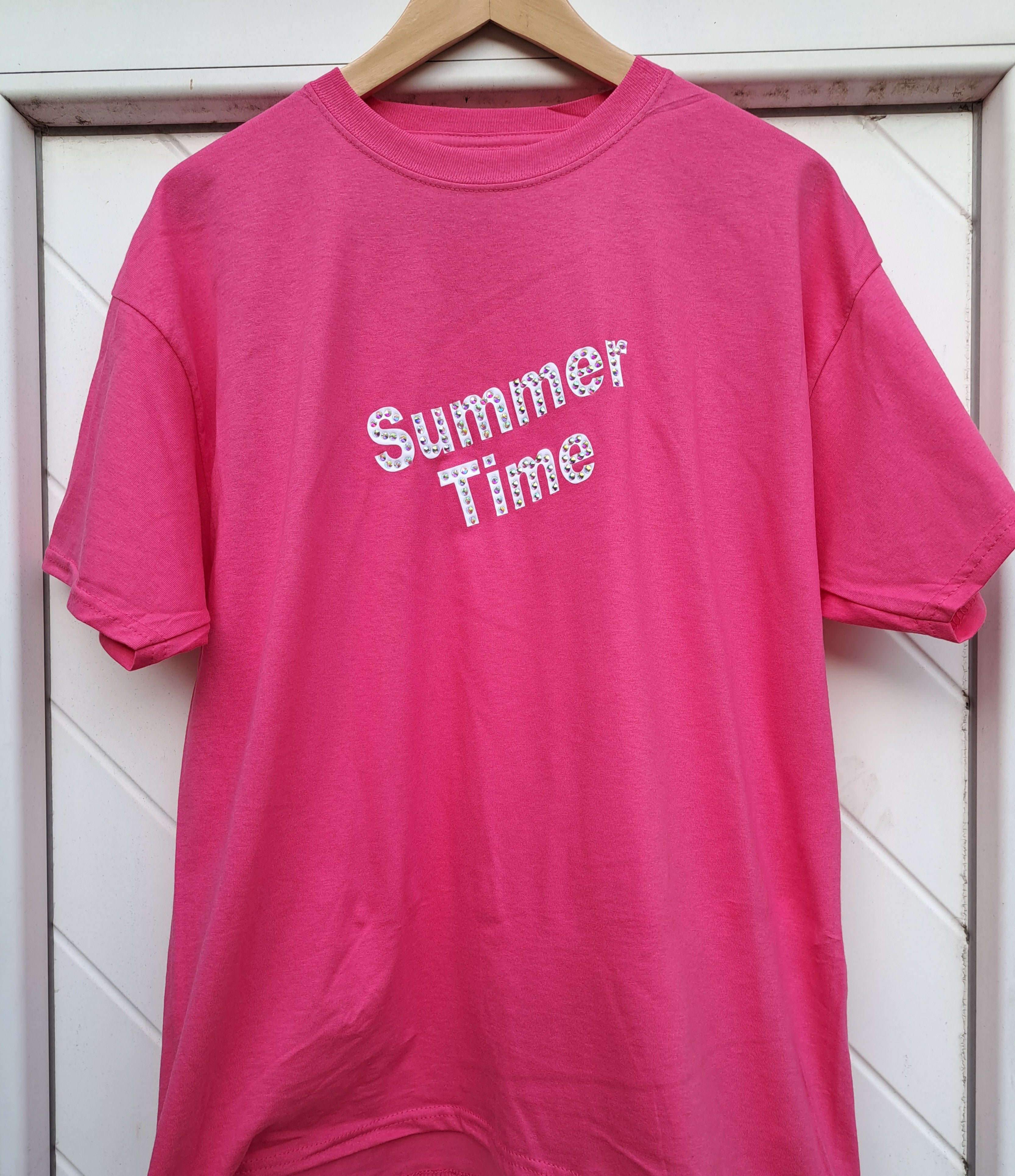 Glitzer-T Shirt Strass Fuchsia