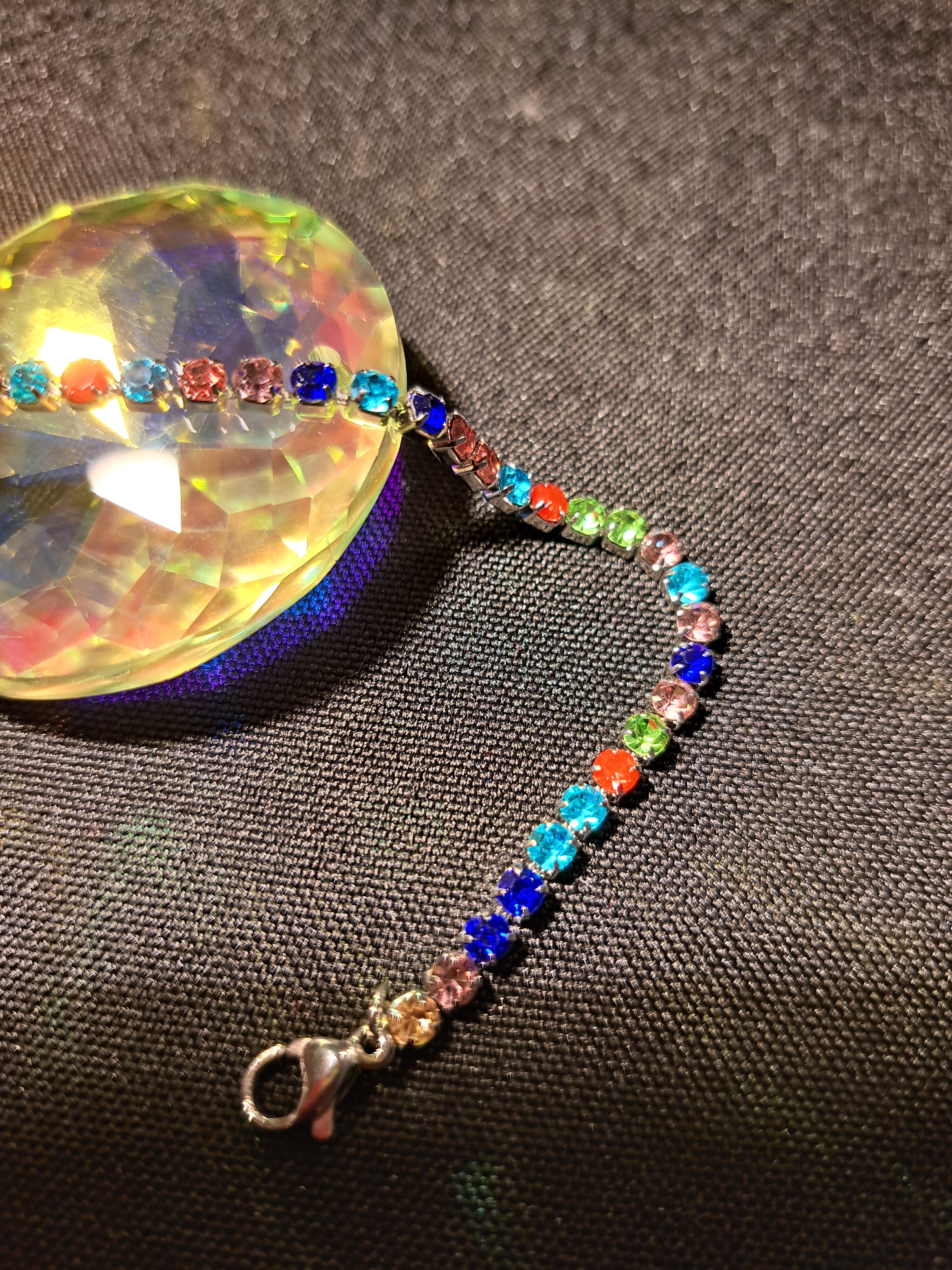 Tennisarmband bunt Edelstahl