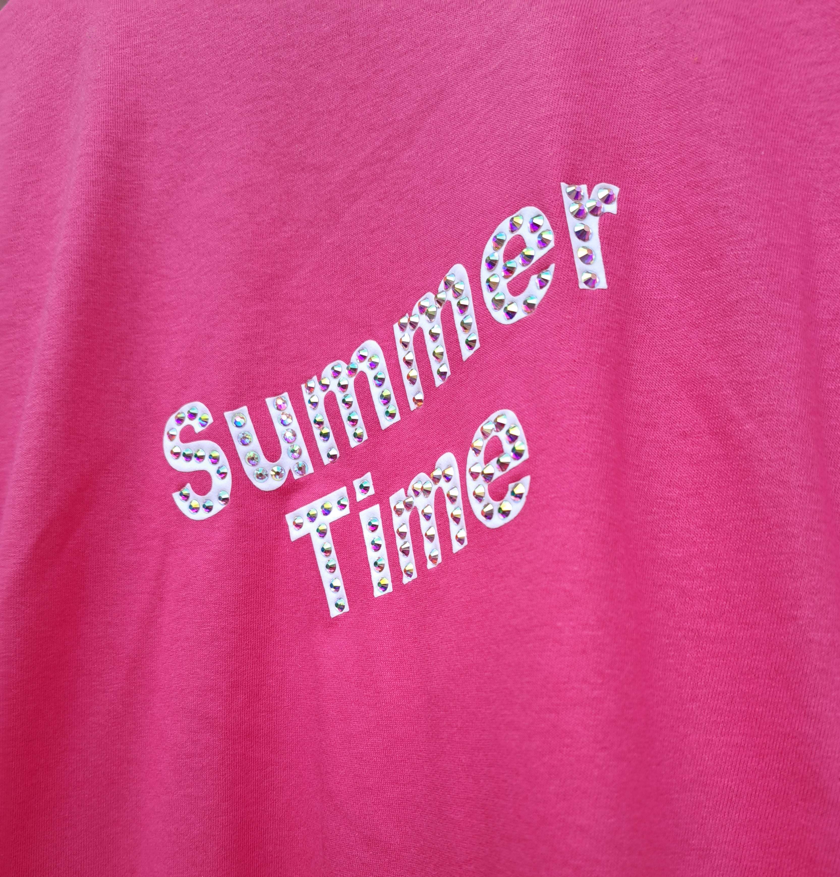 Glitzer-T Shirt Strass Fuchsia