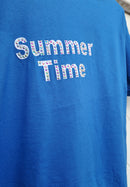 Glitzer T Shirt Strass Blau