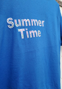 Glitzer T Shirt Strass Blau