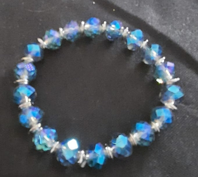 Perlenarmband  mit  Glitzereffekt Blau Modell 3