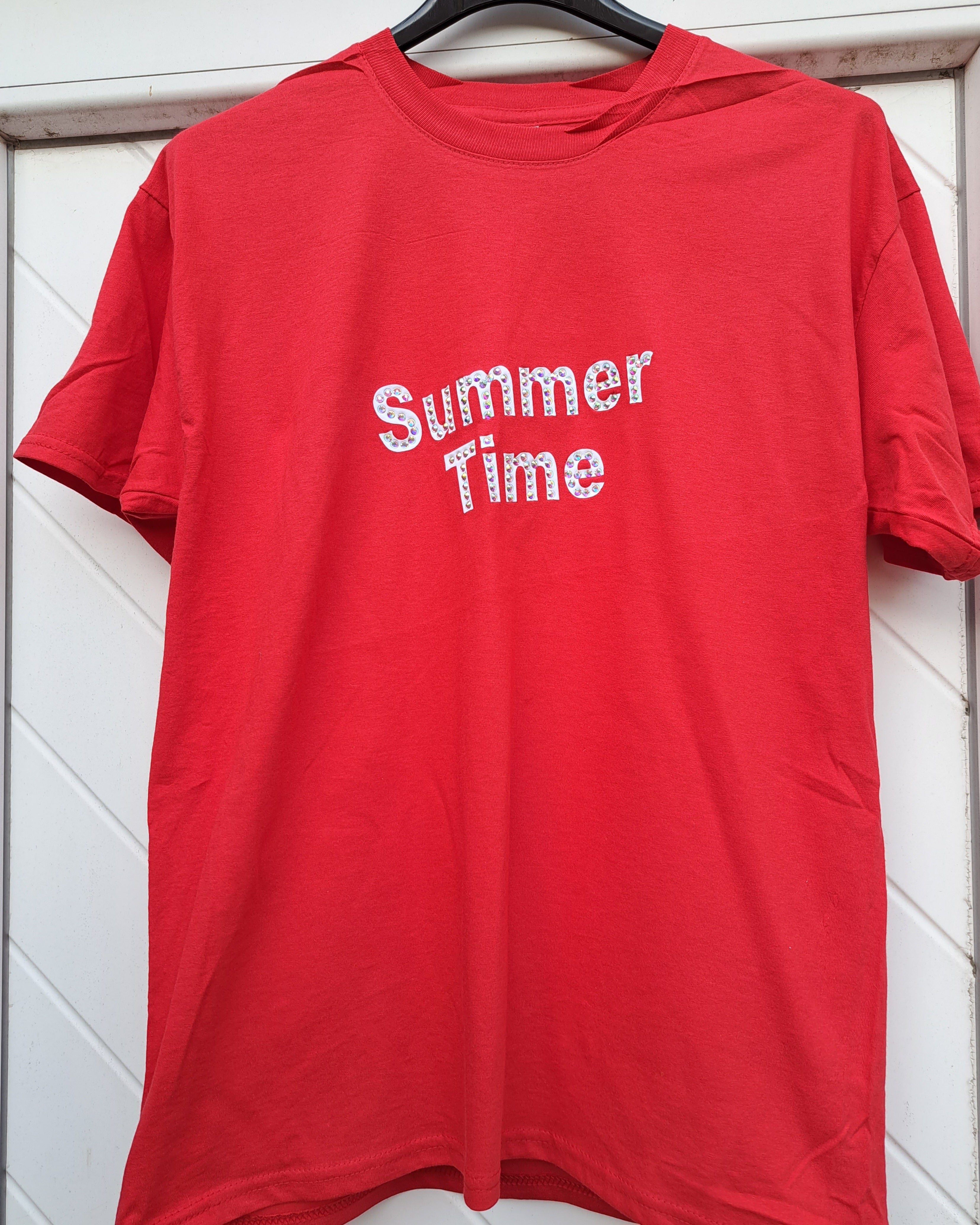 Glitzer T Shirt Strass Rot