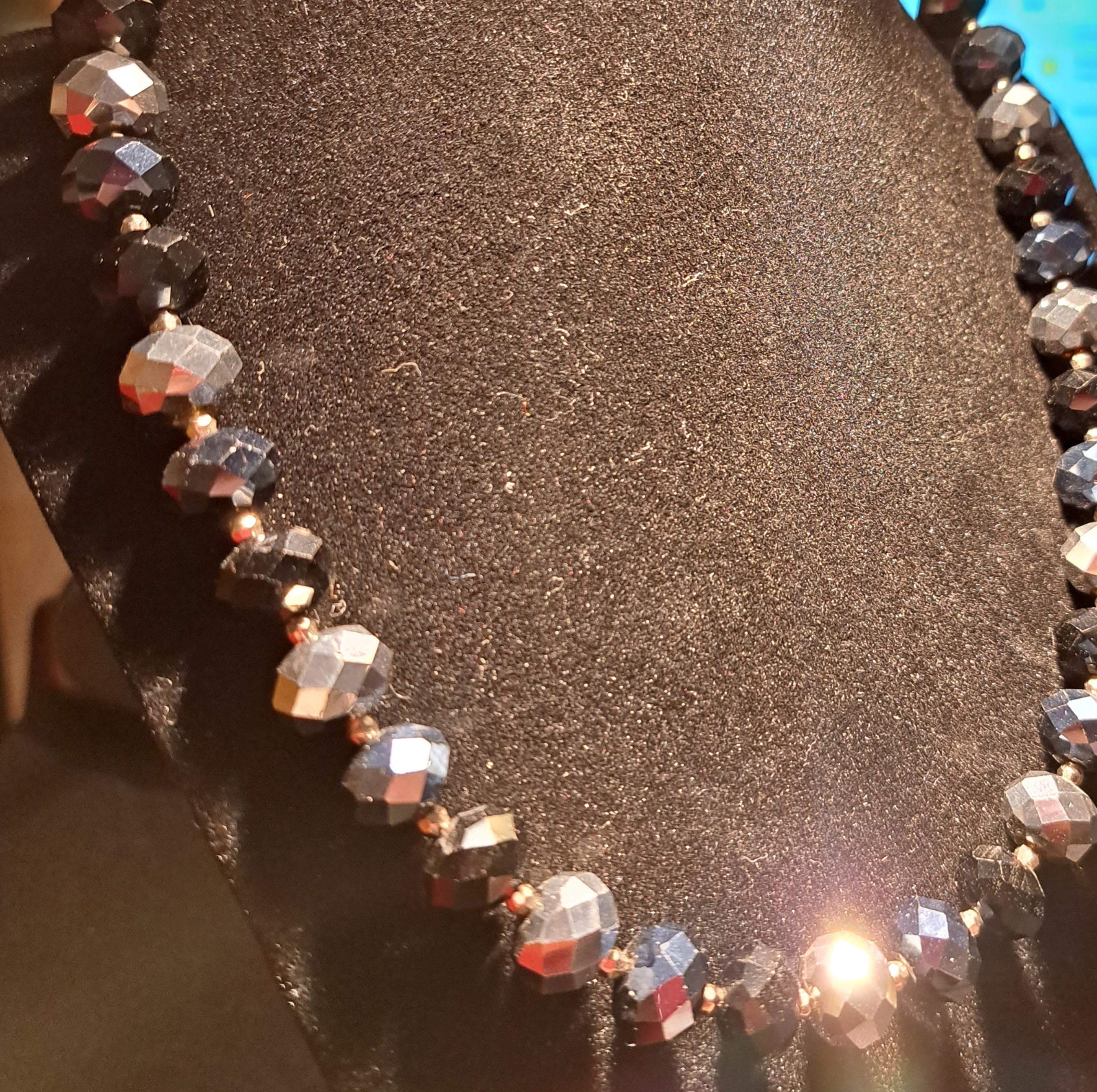 Perlen-Glitzerkette schwarz,silber